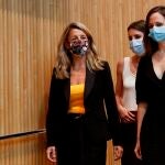 Las ministras de Trabajo y Economía Social, Yolanda Díaz (i); Igualdad, Irene Montero (c); y de Derechos Sociales y Agenda 2030, Ione Belarra (d)