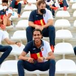 MADRID, 22/07/2021.- El medifondista Mohamed Katir durante el acto de despedida del equipo olímpico de atletismo antes de su participación en los Juegos Olímpicos de Tokio celebrado hoy jueves en el estadio Vallehermoso de Madrid. EFE/Kiko Huesca.