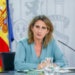 La vicepresidenta tercera y ministra para la Transición Ecológica y el Reto Demográfico, Teresa Ribera, comparece en una rueda de prensa tras una reunión del Consejo de Ministros en Moncloa