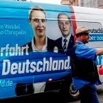 Un cartel de los candidatos de AfD en las elecciones de 2021