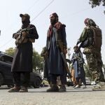 Taliban fighters patrol in Wazir Akbar Khan neighborhood in the city of Kabul, Afghanistan, Wednesday, Aug. 18, 2021. (AP Photo/Rahmat Gul)