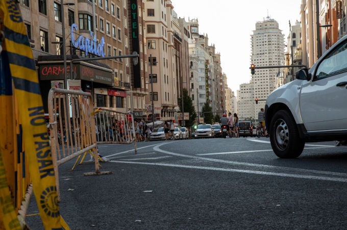 Tráfico en la Plaza de Callao de Madrid