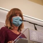 La ministra de Educación y Formación Profesional, Pilar Alegría, en la rueda de prensa posterior a la Conferencia Sectorial de Educación ante el inicio del próximo curso 2021-2022.