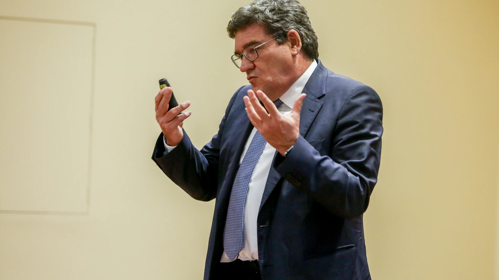 El ministro de Inclusión, Seguridad Social y Migraciones, José Luis Escrivá, durante la última presentación del balance de las actuaciones del Ministerio