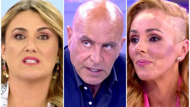 Carlota Corredera, Kiko Matamoros y Rocío Carrasco en un montaje