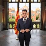 El presidente de la Generalitat, Pere Aragonès, en el discurso institucional con motivo de la Diada.