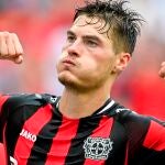Patrik Schick con el Bayer Leverkusen.