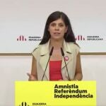 La secretaria general adjunta y portavoz de ERC, Marta Vilalta, en rueda de prensa.