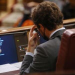 El líder del PP, Pablo Casado, ayer durante la primera sesión de control al Gobierno en el Congreso