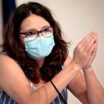 La vicepresidenta y portavoz del Consell, Mónica Oltra, durante la rueda de prensa ofrecida este viernes tras la reunión plenaria del Consell