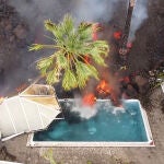Imagen aérea de la lava del volcán a 20 de septiembre de 2021, en La Palma, Santa Cruz de Tenerife, Islas Canarias, (España).