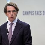 El expresidente del Gobierno y presidente del IADG, José María Aznar, interviene en la clausura del Campus FAES 2021 en el auditorio de la Fundación Abertis, a 24 de septiembre de 2021, en Madrid, (España)