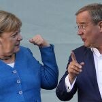 La canciller Angela Merkel participa en un mitin de Armin Laschet en Aquisgrán este sábado