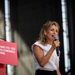 La vicepresidenta segunda del Gobierno y ministra de Trabajo y Economía Social, Yolanda Díaz, en la fiesta del centenario del PCE, a 25 de septiembre de 2021, en Rivas-Vaciamadrid, Madrid