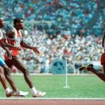 Ben Johnson, en la final de los 100 de los Juegos de Seúl