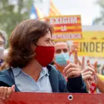 La presidenta de la ANC, Elisenda Paluzie, participa en una manifestación reciente por el aniversario del 1-O