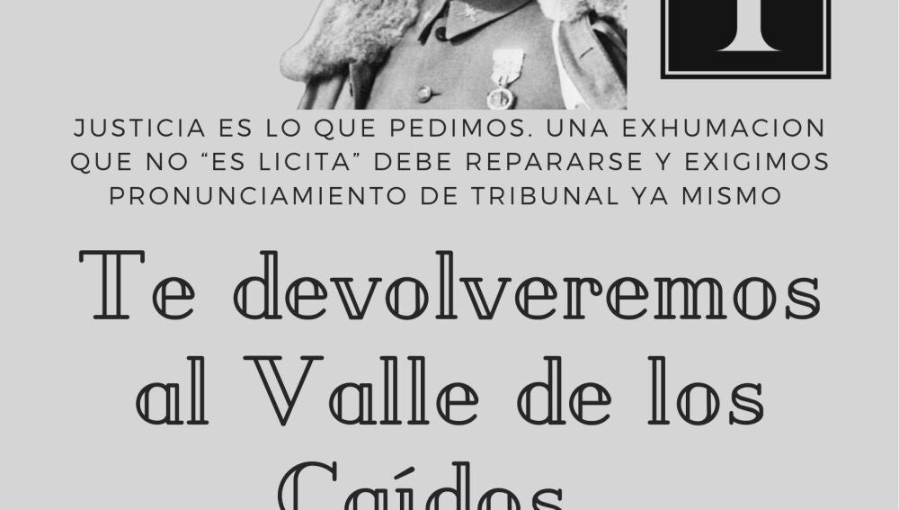 Cartel con la campaña para "devolver a Franco al Valle de los Caídos"