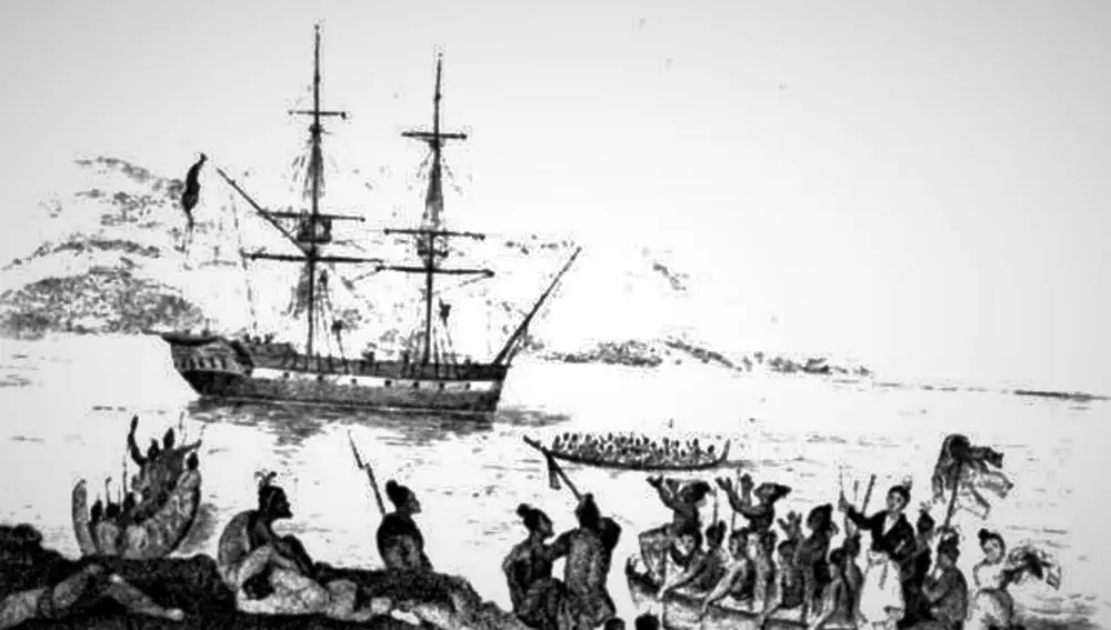 Ballenero frente a las aguas de la Isla Norte de Nueva Zelanda