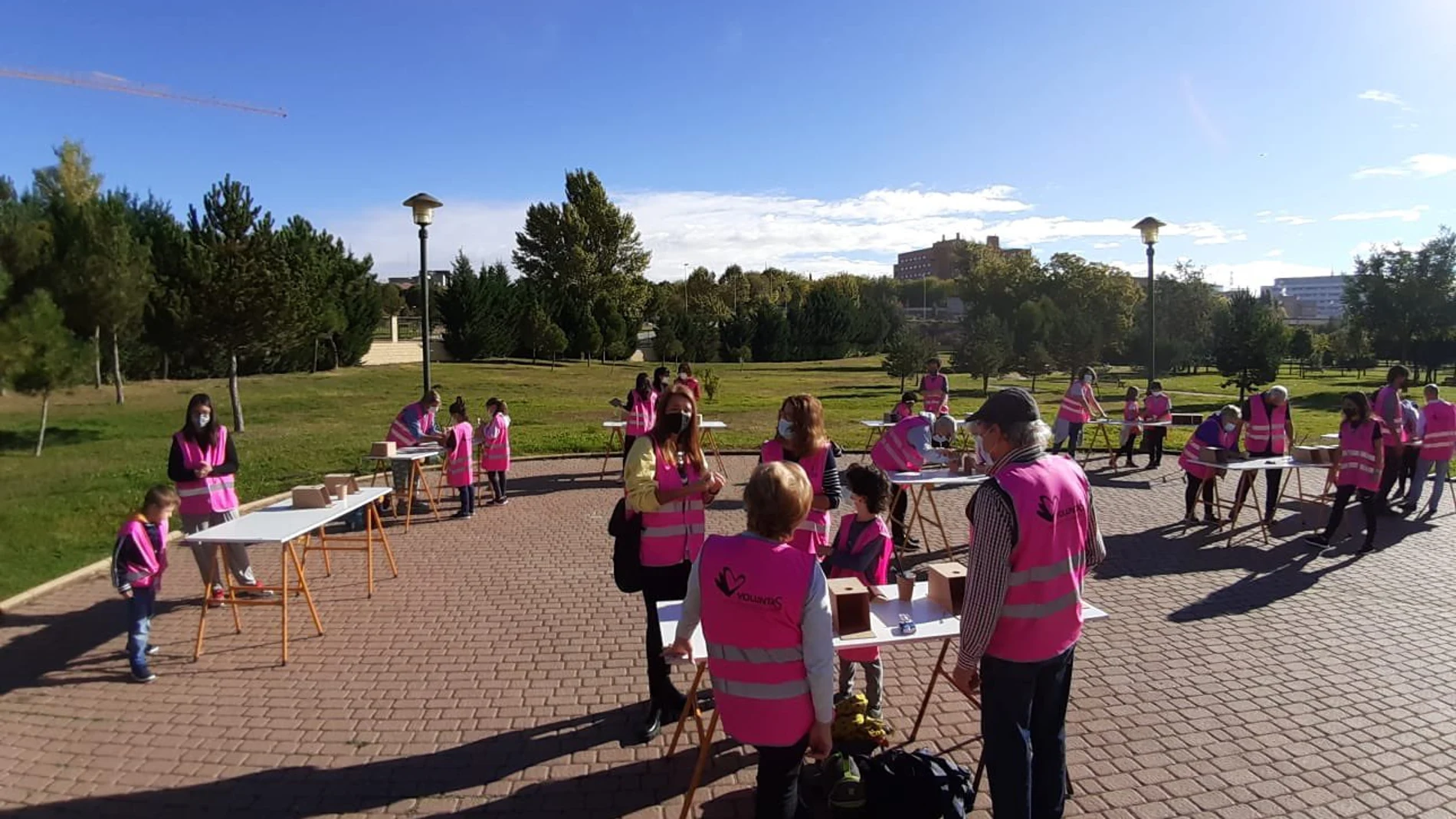 Cuarenta voluntarios participan en la creación de "hogares" para aves en el Parque Botánico Huerta de Otea de Salamanca