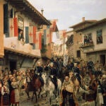 El gran duque Nicolás Nikoláyevich entra en Veliko Tarnovo durante la liberación de Bulgaria