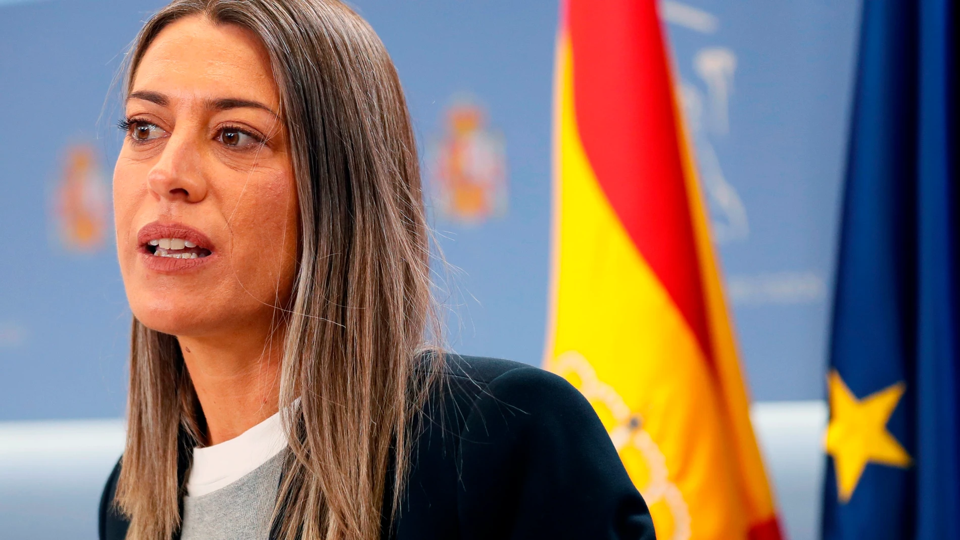 La diputada de JxCat Míriam Nogueras durante una rueda de prensa en el Congreso