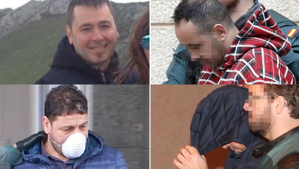 Pedro Nieva (arriba, izquierda), Djilali (arriba, derecha); Maamar Kelii (anajo, izquierda) y Jesús Muguruza, cuando fueron detenidos por la UCO