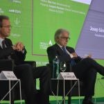 Jordi Gual y Josep Sánchez Llibre durante el evento de esta mañana