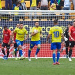 El Cádiz celebra el gol del empate contra el Mallorca