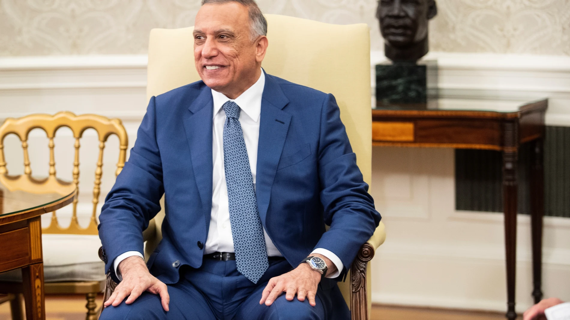 El primer ministro iraquí, Mustafa Al Kadhimi, durante su visita a la Casa Blanca el pasado julio