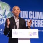 El expresidente de Estados Unidos, Barack Obama, en un momento de su intervención en la cumbre de Glasgow
