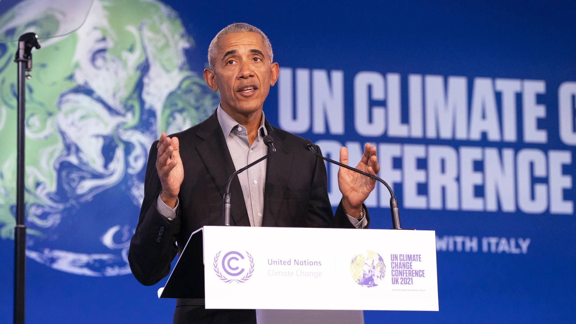 El expresidente de Estados Unidos, Barack Obama, en un momento de su intervención en la cumbre de Glasgow