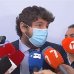 El presidente de la Región de Murcia, Fernando López Miras, en el acto del Corredor Mediterráneo