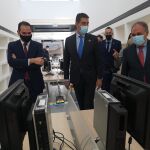 El consejero de la Presidencia, Ángel Ibáñez, durante su visia a Palencia, junto al alcalde Mario Simón; el delegado José Antonio Rubio; y el director de Administración Local, Héctor Palencia