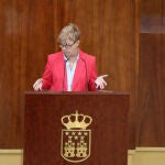 La diputada del PSOE Carmen López durante la intervención en la Asamblea, en noviembre pasado, cuando cuestionó al hermano de la presidenta regional