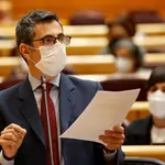 El ministro de Presidencia, Félix Bolaños, interviene durante la sesión de control al Gobierno celebrada por el pleno del Senado, este martes en Madrid
