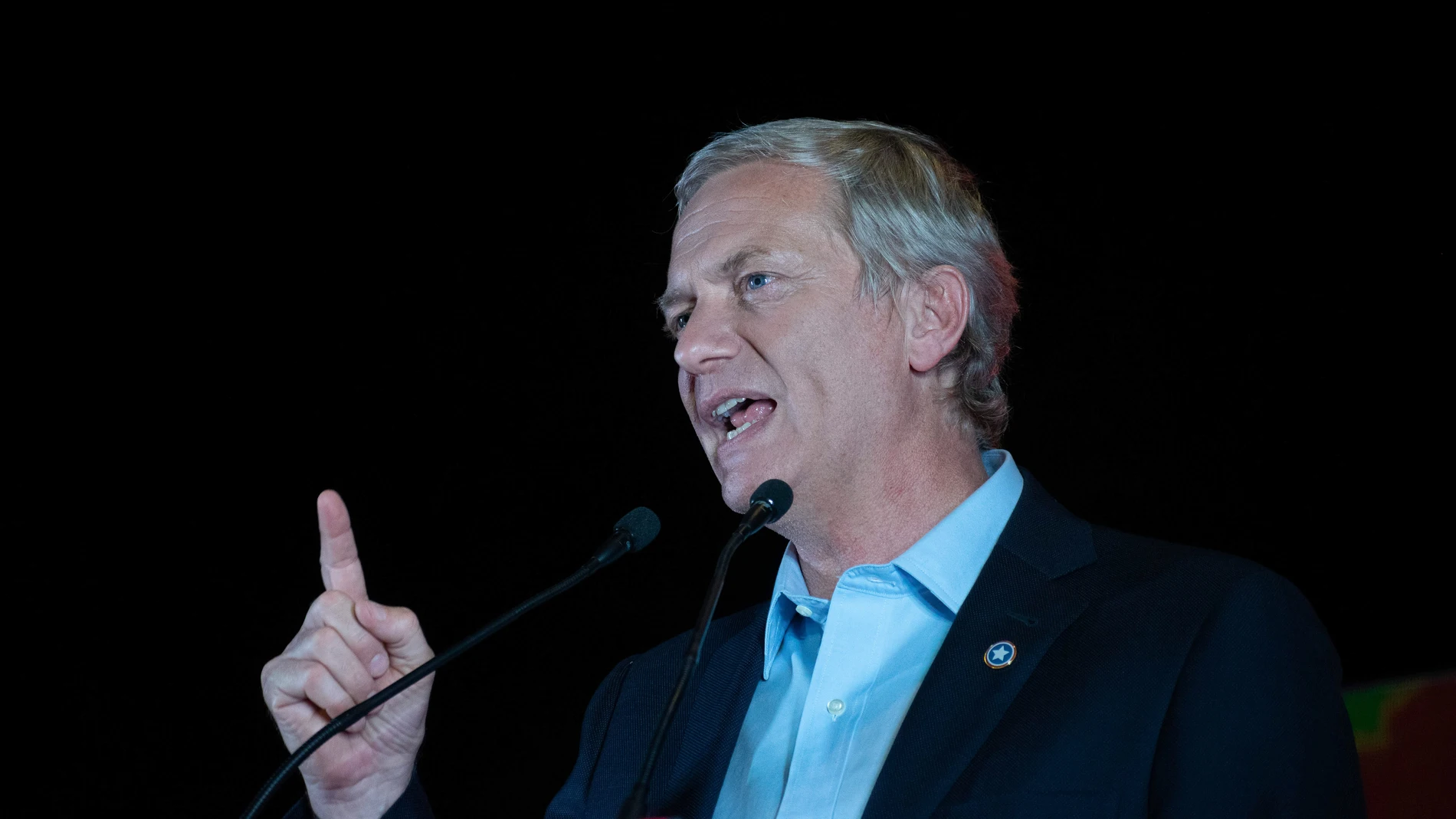 21 November 2021, Chile, Santiago: German-born right-wing presidential candidate Jose Antonio Kast gives a speech to his supporters after the great winning of the first round of the presidential elections in Chile. Leftist politician Gabriel Boric and right-wing candidate Jose Antonio Kast face a run-off in December. Photo: Matias Basualdo/ZUMA Press Wire/dpa21/11/2021 ONLY FOR USE IN SPAIN