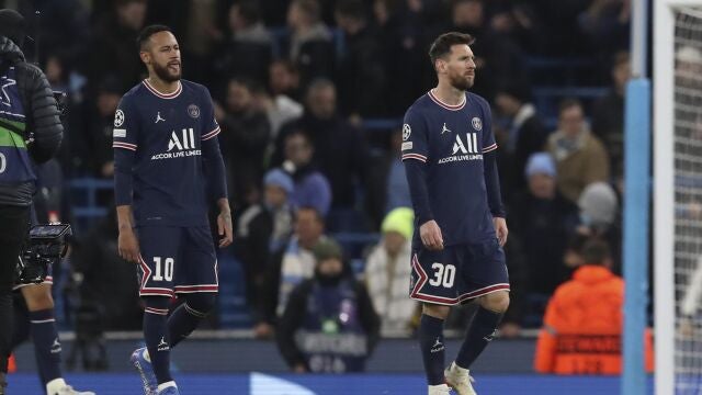 Neymar y Leo Messi, en un partido del PSG.