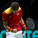 Pablo Carreño celebra un punto ganado ante Emilio Gómez en el España - Ecuador de Copa Davis