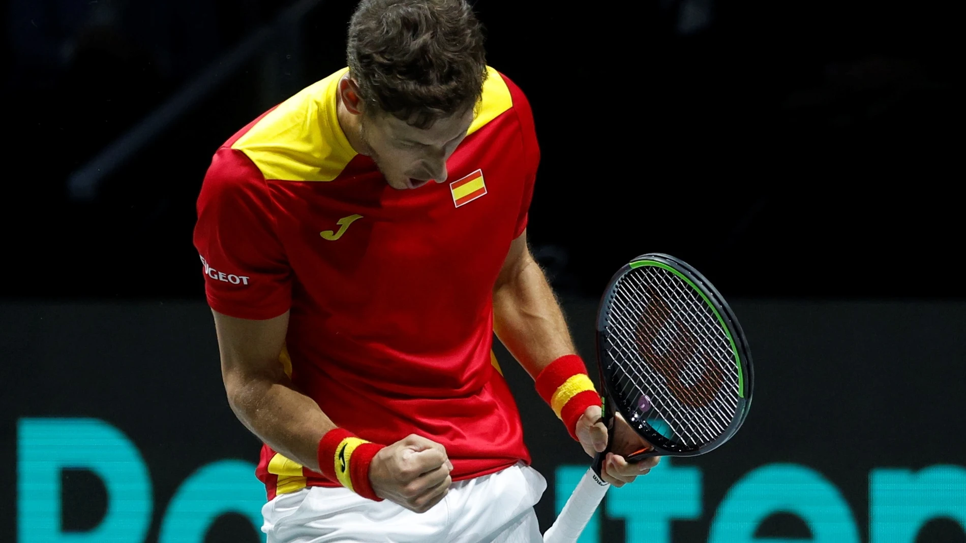 Pablo Carreño celebra un punto ganado ante Emilio Gómez en el España - Ecuador de Copa Davis