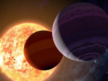 Concepci&oacute;n art&iacute;stica del sistema V1298 Tau. GABRIEL P&Eacute;REZ D&Iacute;AZ, SMM (IAC)