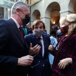 El ex alcalde de Madrid, Alberto Ruiz-Gallardón; el alcalde José Luis Martínez-Almeida y la ex presidenta de la Comunidad de Madrid, Esperanza Aguirre.