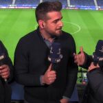 Gustavo López, José Sanchís y Álvaro Benito durante la retransmisión de Movistar