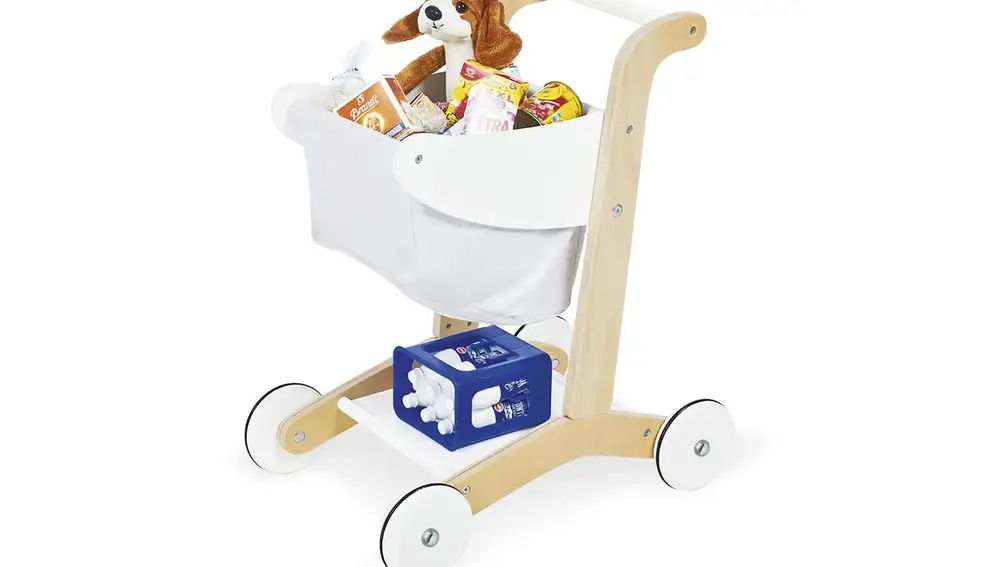 Juguete de carrito de la compra de madera en oferta