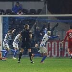 Los jugadores del Atlético Baleares celebran el segundo gol ante el Getafe