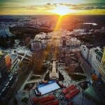 Vista aérea de la pista de hielo en Plaza de España
