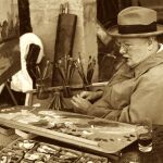 Winston Churchill pintando en la localidad de Lourmarin, en 1948
