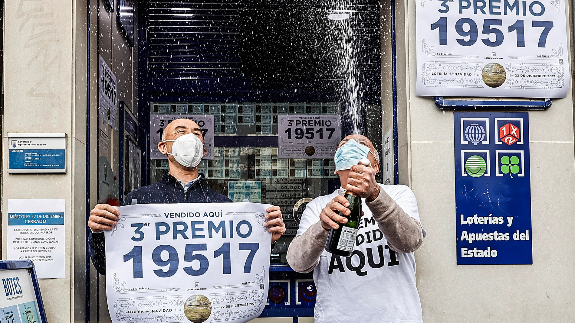 Tercer premio de la Lotería de Navidad vendido en Valencia