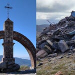 El antes y después del monumento a los caídos que se levantaba en el Puerto del Pico, a 1.352 metros de altitud
