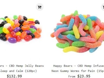 Pantallazo de una tienda online canadiense de productos CBD