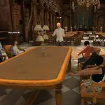 Fotografía cedida por Optima Classical Academy a EFE que muestra una de sus clases de realidad virtual 3D donde aparece un profesor mientras imparte su clase a unos alumnos en la Biblioteca de Oxford.